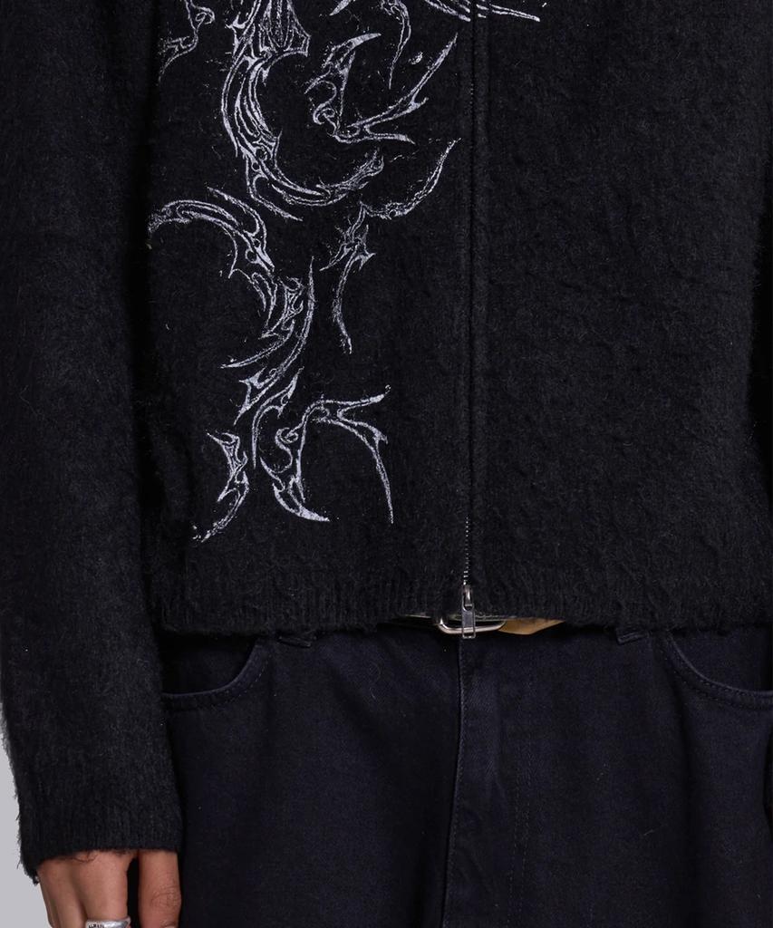 Jeidideuleondeon (M) Tattoo Zip Knit Hoodie Black