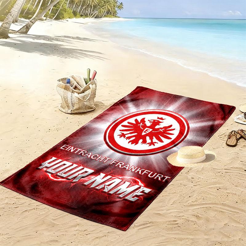 Individuelles Eintracht Frankfurt Aufdruck Strandtuch, Großes Weiches Schnelltrocknendes Handtuch für Strand Camping Schwimmen