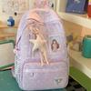 Schoolbag Girl Wind Snowflake Polka Dot Backpack Female Student Campus Cartoon Junior High School Student Large Capacity Daily School Bag Girl