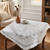 White Lace Tablecloth, Square Scalloped Floral Lace Doily, Elegant Vintage Table Cover for Nightstand End Table Tea Party Home Decor