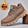 Men's Yellow Leather Toe Cap Pigskin Short Boots - Casual Velvet-Lined Warm Autumn/Winter Style