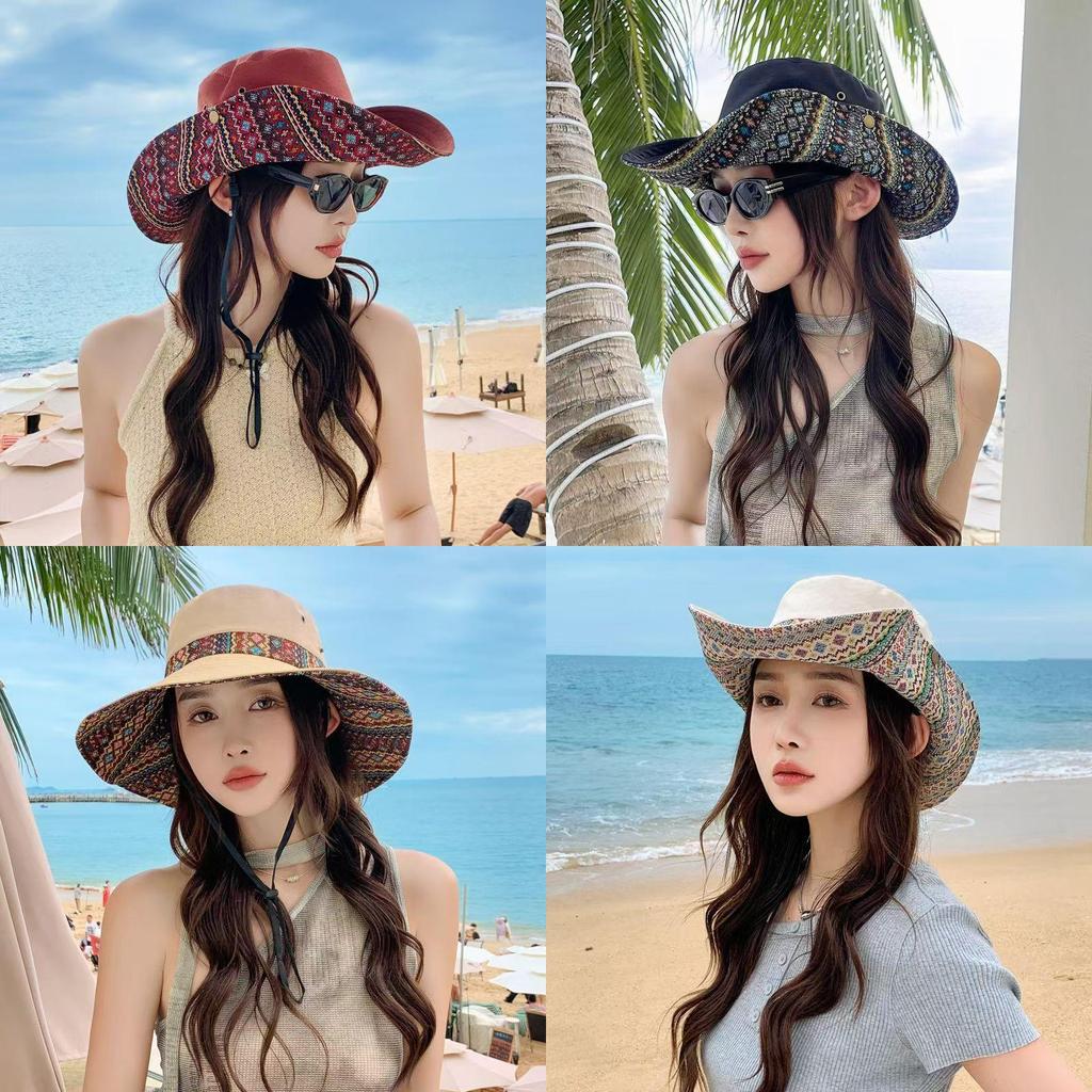 Etnisk Stil Western Cowboyhatt För Kvinnor Män Med Bred Brätte Solskydd Utomhus Solhatt