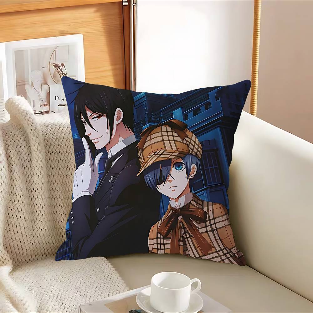 

Japanese Anime B-Black ButlerS Pillow Case Removable Washable Cushion Cover – All-Season Soft Linen 12x12Inch