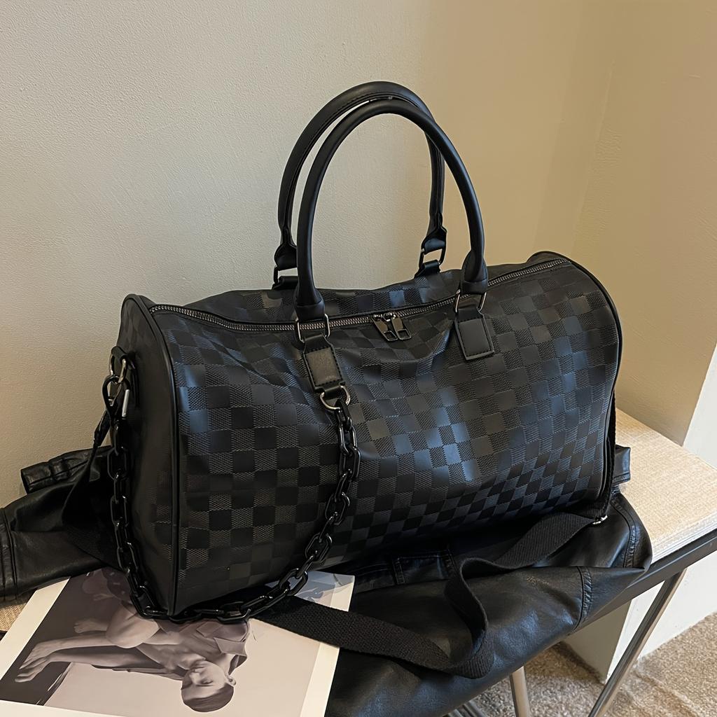 1pc Retro Large Capacity Storage Bag, Waterproof Zipper Fitness Tote Bag, Suitable For Swimming, Fitness, Business Trip, Sports