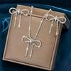 Elegant And Rhinestone Bow Necklace Earring Set Shining Claw Chain Suitable For Parties And Gifts Fashion Accessories For All Seasons
