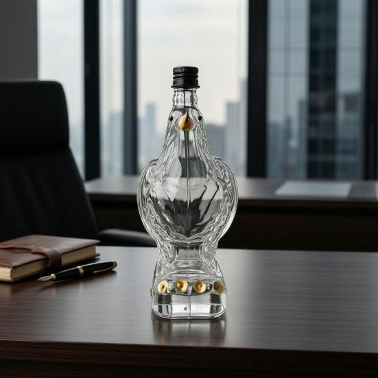 Eagle Head Whiskey Decanter, 350ml Glass Animal Liquor Bottle, 3D Bird Wine Dispenser with Stopper for Home Bar Decor, Gift Box