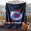 Flannel Blanket Rangers FC Print Custom Name Text Soft Throw for Sofa Bed