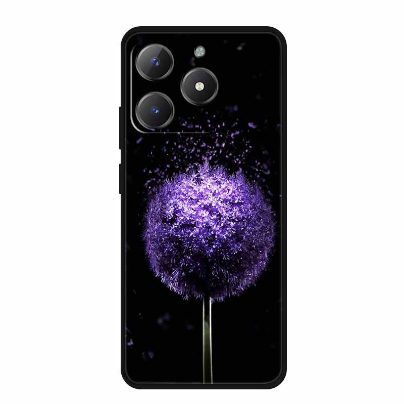 For Realme Narzo N61 Phone Case N 61 Coque Flowers Black Silicone Soft Back Cover For Realme Note 60 Case Note60 Funda Bags Capa
