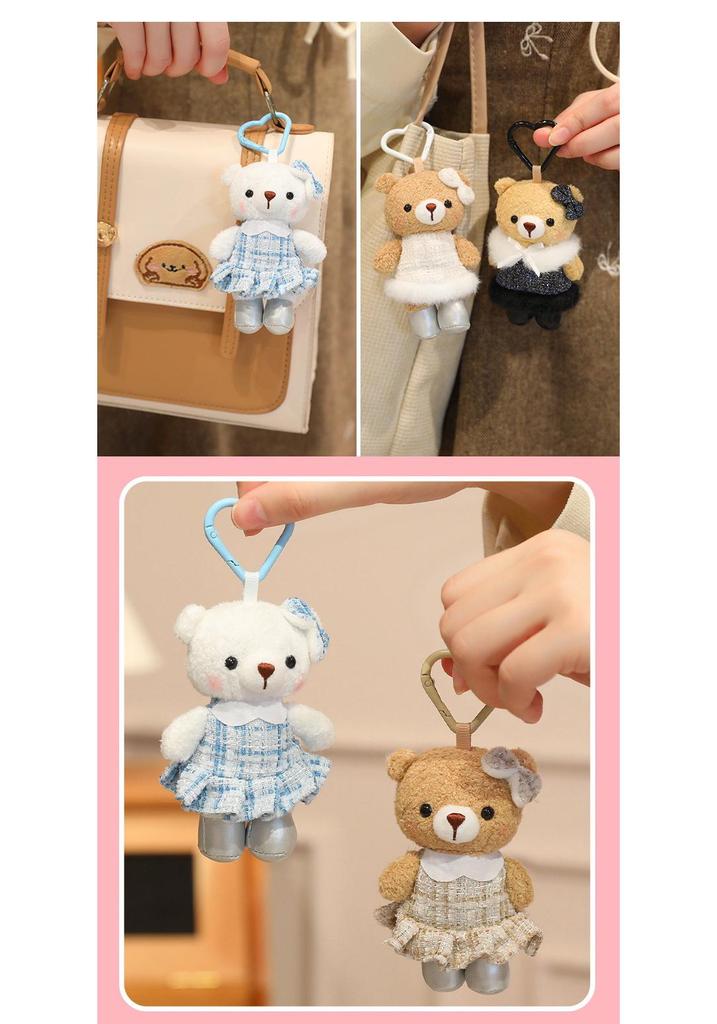 Cute Bear Plush Keychain Charm - Cartoon Doll Couple Gift
