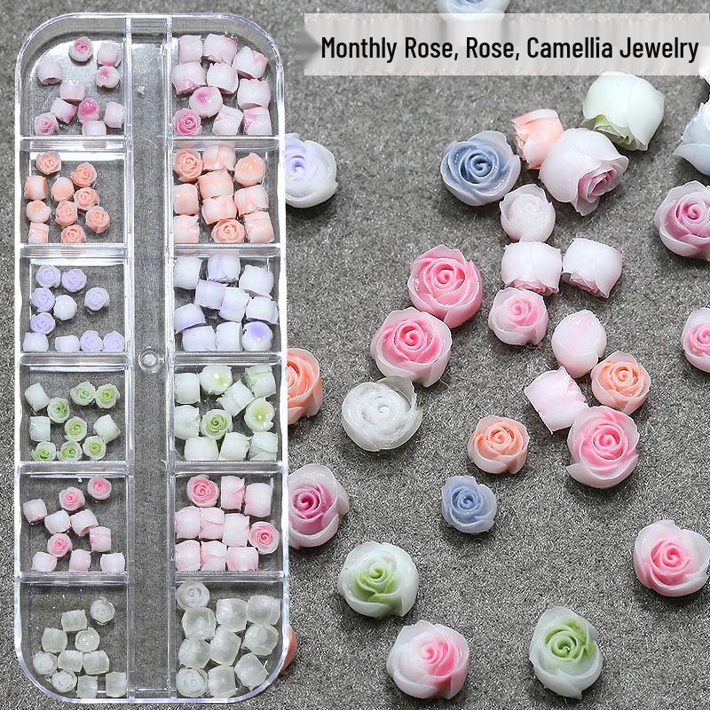 

Gradient Camellia Resin Rose Nail Art Ornaments