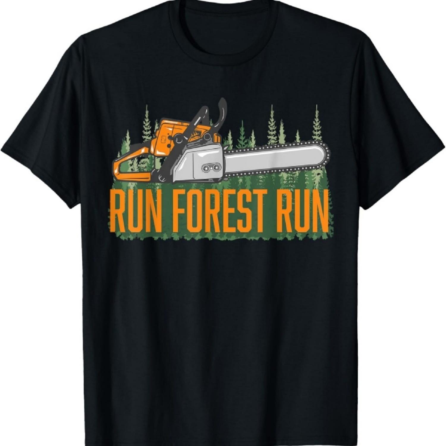 Футболка  Беги, Форрест! Лесоруб Бензопила и Лесоруб Лесоруб  S чёрный