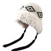 South Korea's new autumn and winter rabbit hair cold-proof wool hat women's warm ear protection straps plush knitted hat