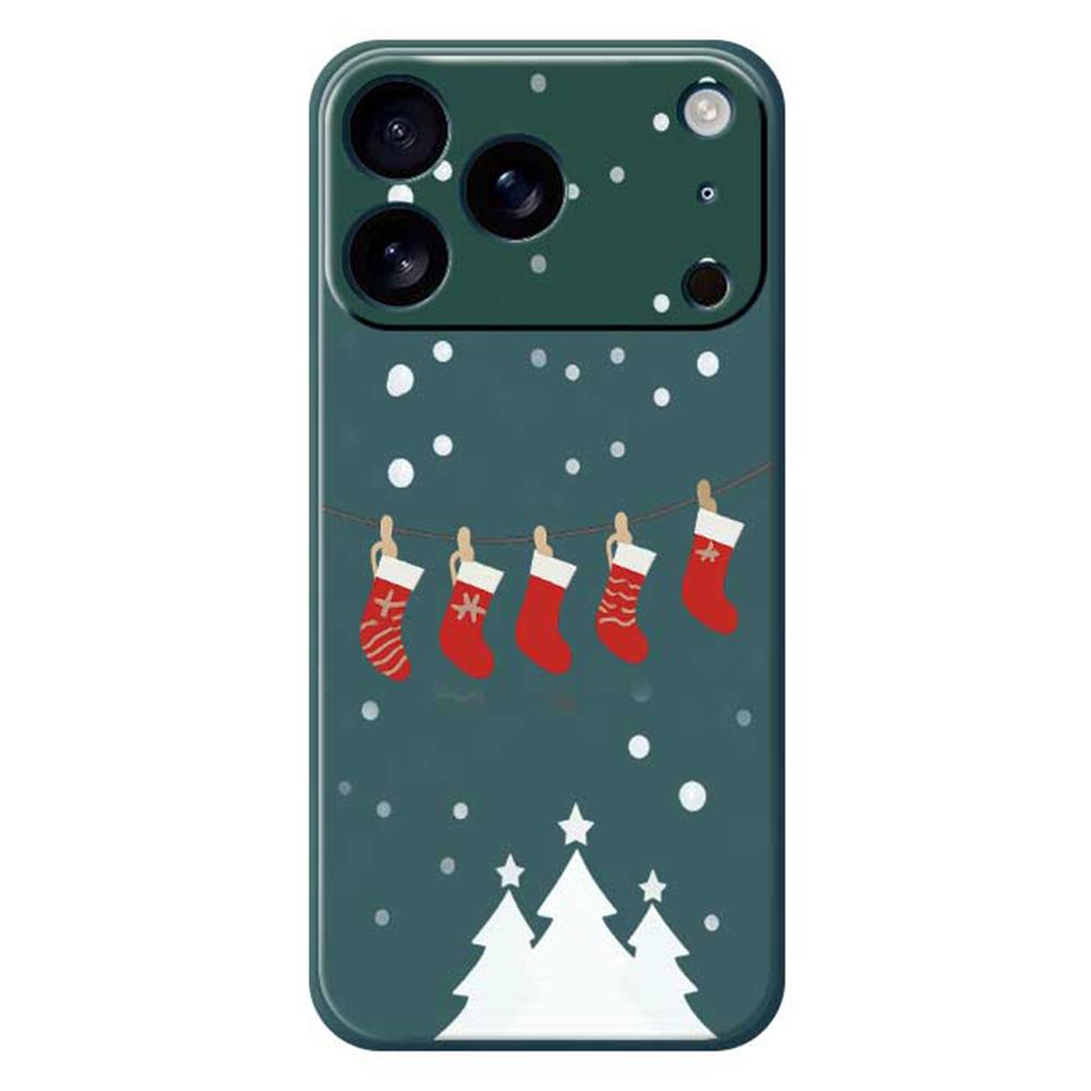 For iPhone 17 Pro Case Christmas Stockings Pattern Printing Straight Edge TPU Phone Back Cover
