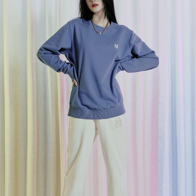 MLB Sweatshirts Unisex Blue Crew Neck Moderate Regular 3AMTB0314-50BLD