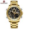 NAVIFORCE 9182 Montre à Quartz pour Homme d'Affaires Montre Numérique LED Lumineuse Montre de Luxe à Double Affichage pour Homme Acier Inoxydable Reloj