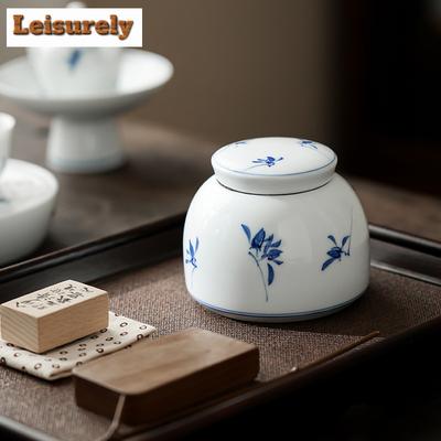 380ml Reine Handbemalte Schmetterlingsorchidee Teedose Organizer Weißes Porzellan Vorratsbehälter Teedose Cafés Sammlung