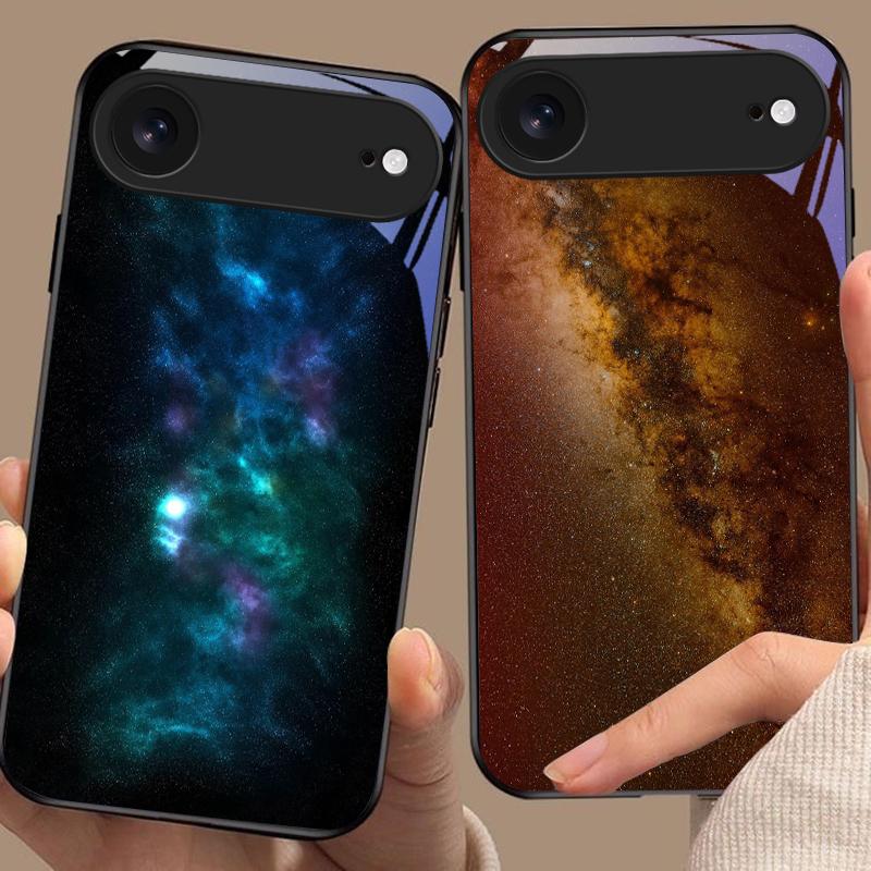 Space Nebula Wallpaper For iPhone 11 Pro 12 13 mini 14 15 Pro Max 16 E 17 Air XS Max XR 8 7 Plus SE 5 6 Black Glass Phone Case