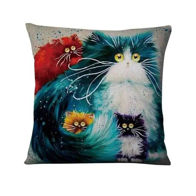 

Красочная наволочка с принтом мультяшного кота, украшение для дома, подушка для рисования, декоративный декор, пледы для дивана 40x40cm