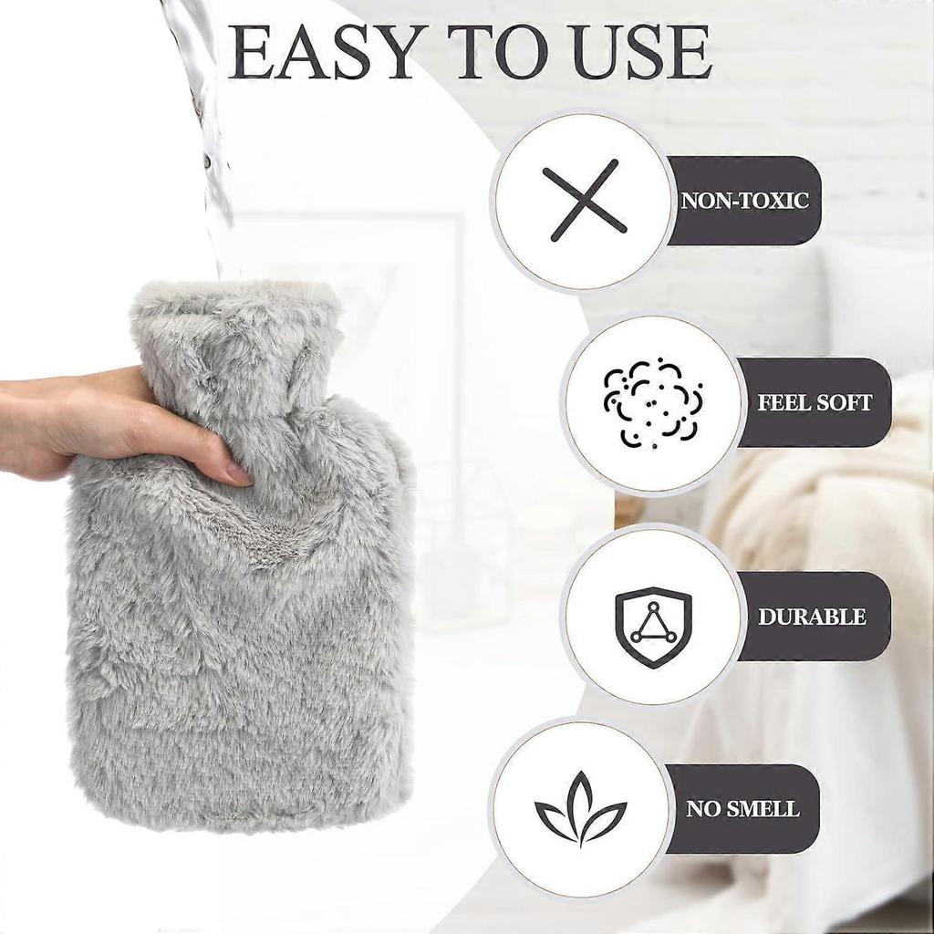 4 Pack Hot Water Bottle with Soft Cover for Pain Relief Hot Water Bag for Bed Women Men Body Pain Relief Hand Feet Warmer Winter Gift(2L)   2L