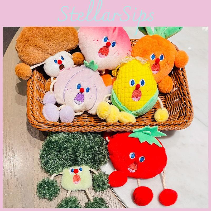 Soft Cuddly And Cartoon Vegetable Plush Coin Purse Keyring For Everyone