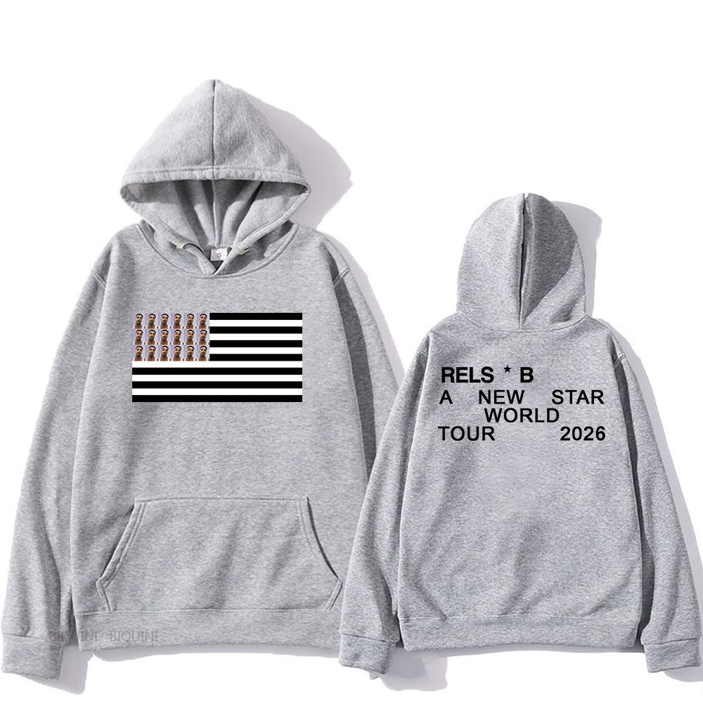 A NEW STAR WORLD TOUR 2026 Hoodies Singer RELS B Printing Sweatshirts Long Sleeve Winter Fleece Pullover Unisex Streetwear
