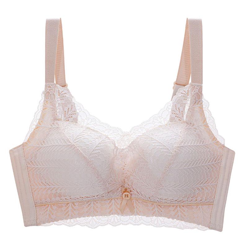 Deep V Lace Gathering: Seamless Anti Expansion Bra with Small Chest and Large Anti Sagging Effect, Gold Buckle Decoration for Underwear