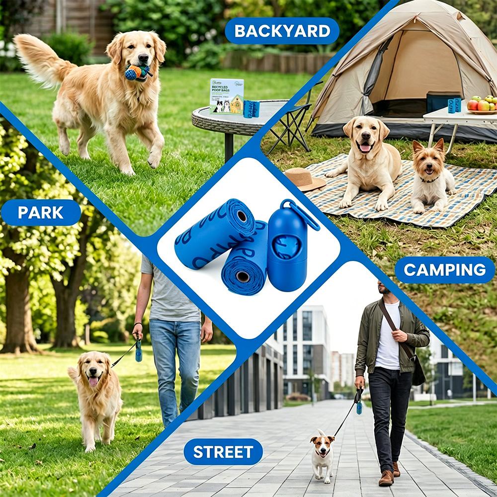 Portable Dog Poop Bags  | PCR Recycled Pet Waste Bags, Easy Tear & Fresh Scented