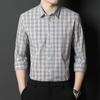 Spring New Style Young and Middle-aged Men's Lapel Shirt Casual Square Plaid Loose Large Size Breathable Shirt