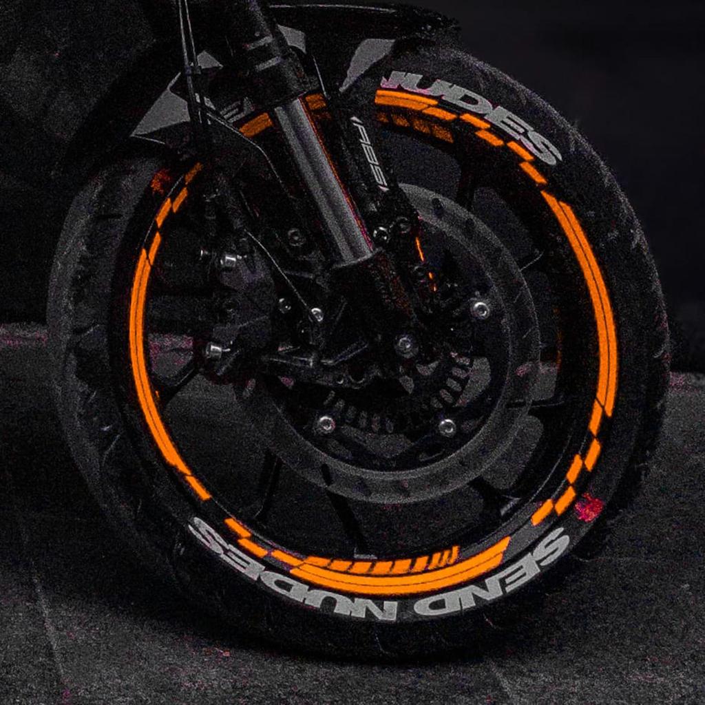 Fluorescencyjny pomarańczowy Moto GP Zestaw wewnętrznych zewnętrznych obręczy Taśma obręczowa Paski na koła Naklejki Naklejki CinarExtreme