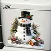 Holiday Bathroom Decor Christmas Snowman Wreath Toilet Sticker, Peel And Stick Seat Cover Decal, Removable Waterproof Lid Wall Sticker for Festive