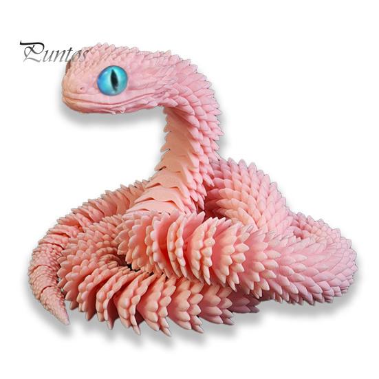 Lifelike Snake Sculpture 3D Printed Figurine Movable Joints Figure Articulated Animal Decor Model Toy Home Office Bookshelf Desktop Decoration