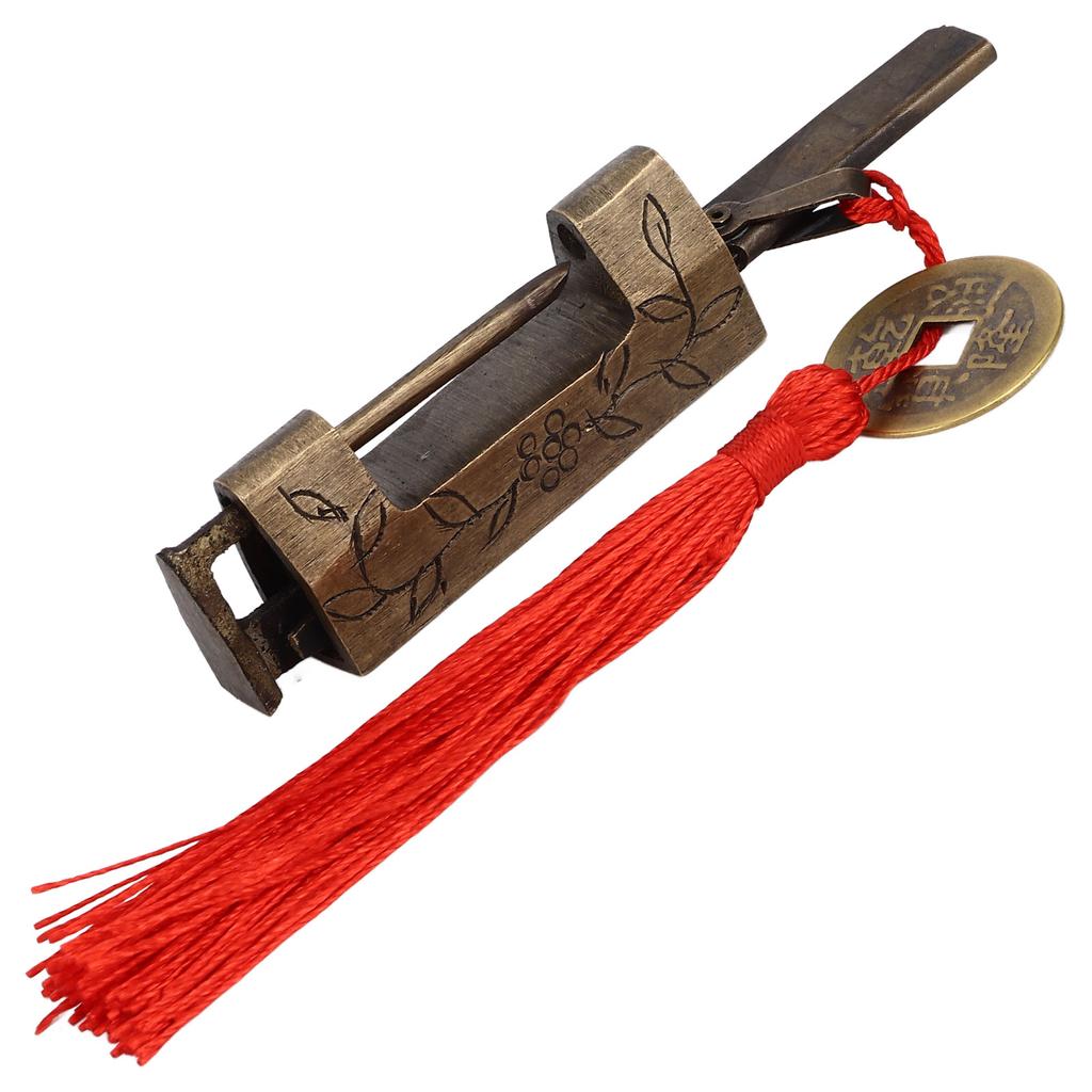 Chinese Antique Lock Retro Classic Pattern Design Bronze Brass Material 5x2cm/2.0x0.8in Horizontal