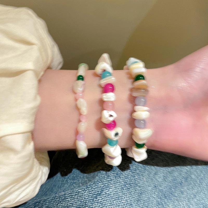 Round Shell Beaded Bracelet, Simple Temperament, High-end Bracelet, Niche Versatile Fashion Holiday Style Jewelry