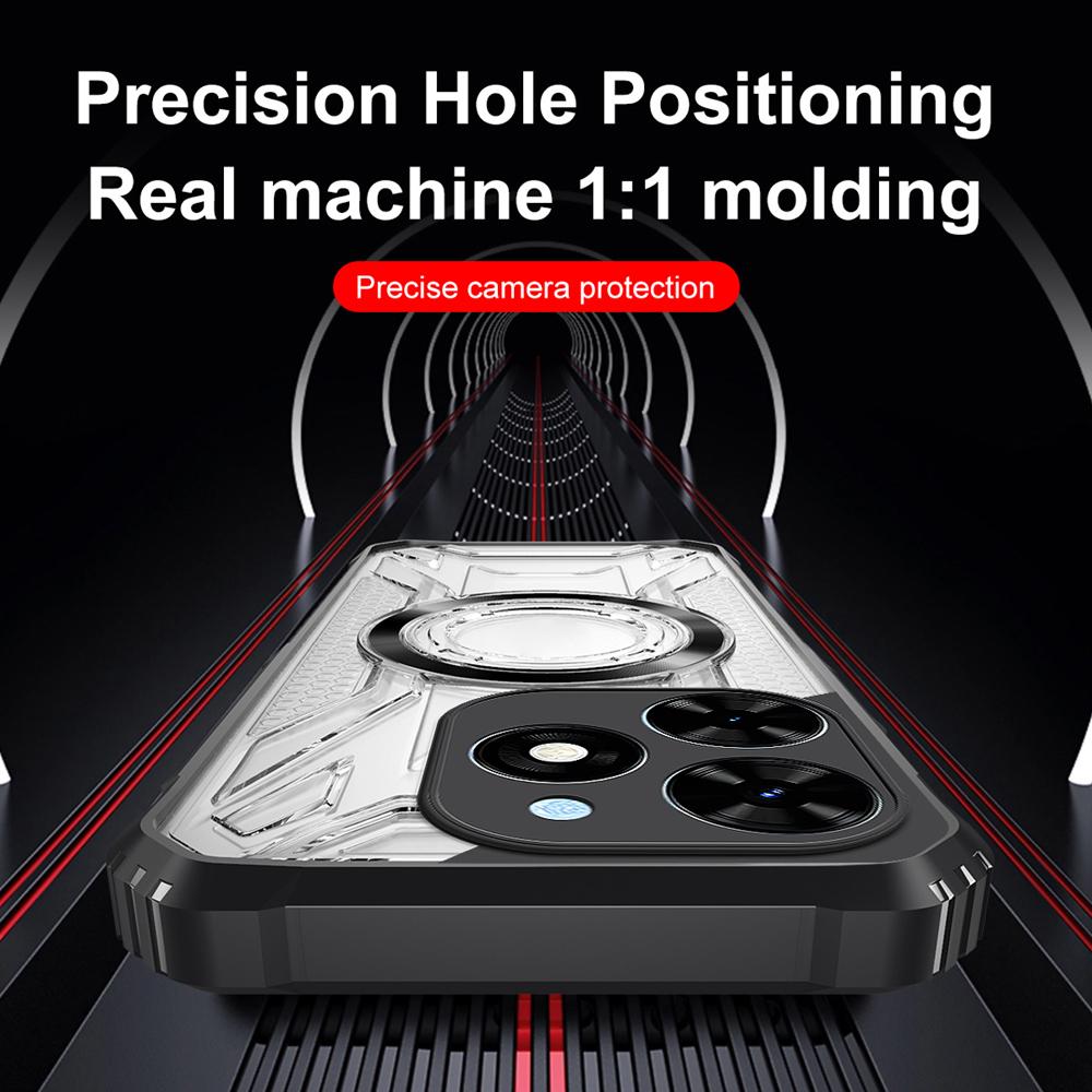 KEYSION Transparent Magnetic Case for TECNO Spark 10 Pro Soft Silicone+PC Heavy Duty Shockproof Phone Cover for Spark 10 4G 10C