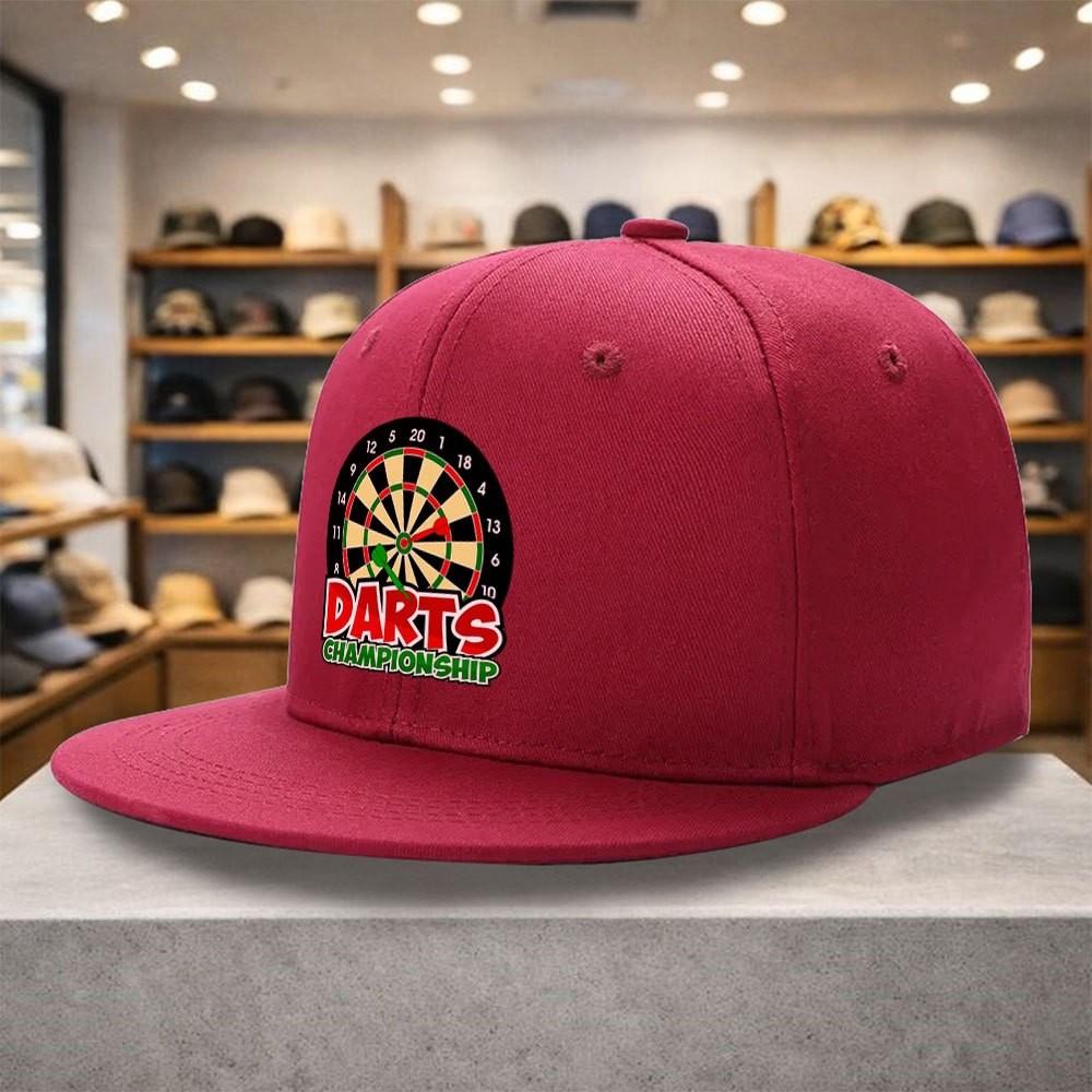 Berretto da Baseball con Stampa Grafica Campionato di Freccette, Visiera Piatta, Poliestere, Snapback Casual, Unisex, Sportivo