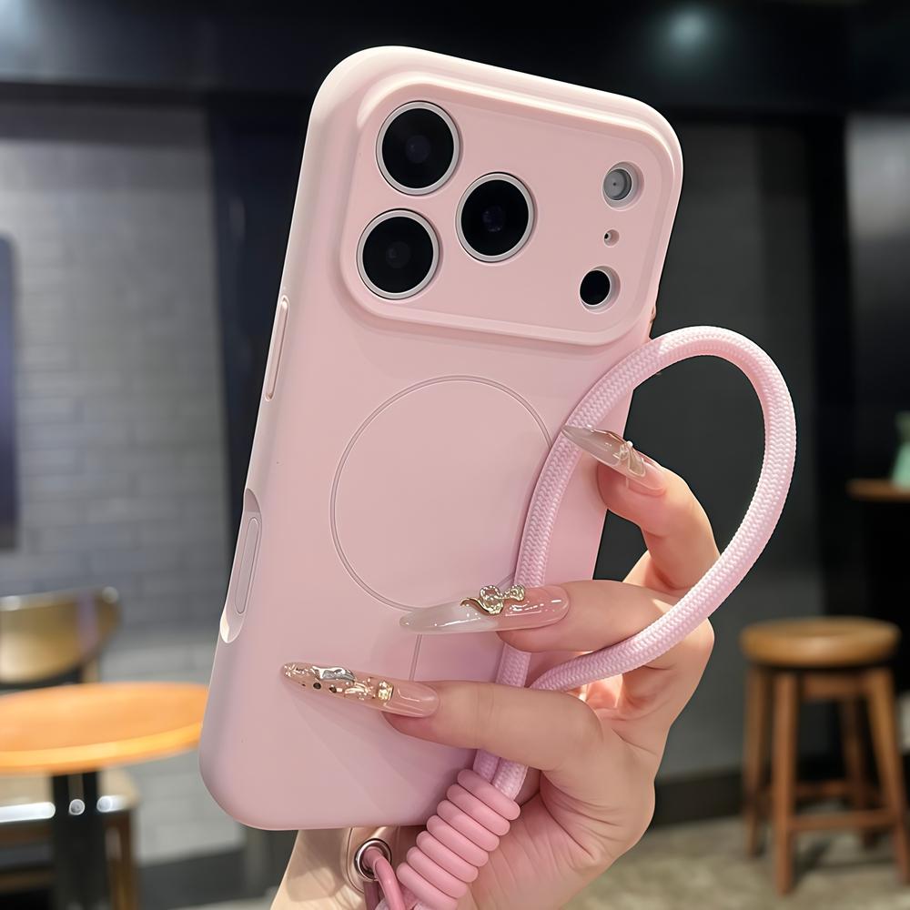 Řemínek na zápěstí z tekutého silikonu pro Magsafe Měkké pouzdro z tekutého silikonu pro iPhone Air 16 Plus 15 14 13 12 17 Pro Max Magnetický kryt