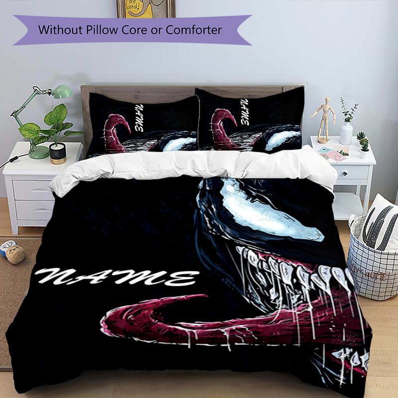 3pcs Venom3 Cover Set - Personalized Name, HD Printed Bedding with 1 Cover and 2 Pillowcases - Perfect for Home Decor, Easy Care