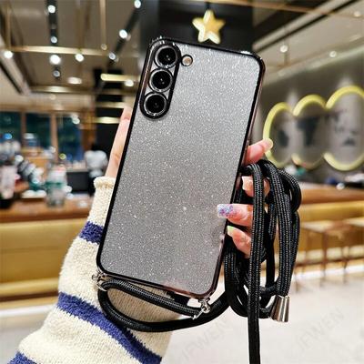 Crossbody Lanyard silikonové třpytivé pouzdro pro Samsung S24 S23 S22 Ultra S21 S20 FE A14 A24 A34 A54 A13 A23 A33 A53 A12 A32/Redmi Note 12 11 10