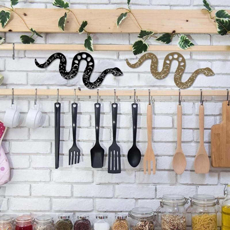 Set of 2 Wall Decors Wood Florals Snake Wall Hangings Sculpture for Apartment Livingrooms Bedroom Halloween Decors