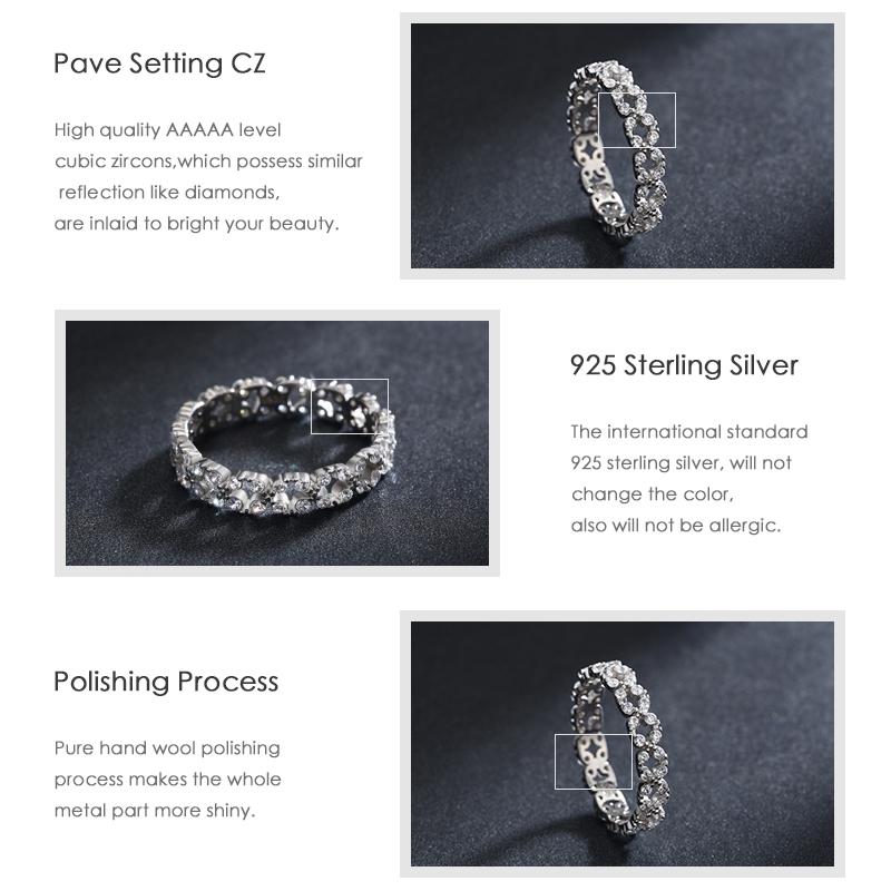 MODIAN Inele din argint 925, geometric, stivuibile, transparent, CZ, pentru femei, bijuterii de nuntă