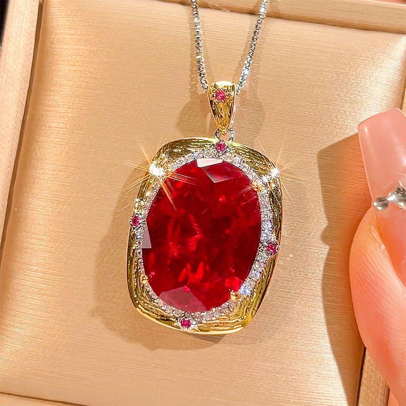 Jewelry Simulation Red Corundum Light Luxury High-End Jewelry Set 15 * 20-10-12