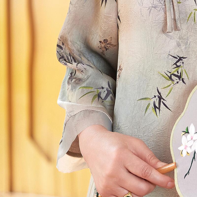 Pastel Women's New Chinese Style Floral Print Two-Piece Set