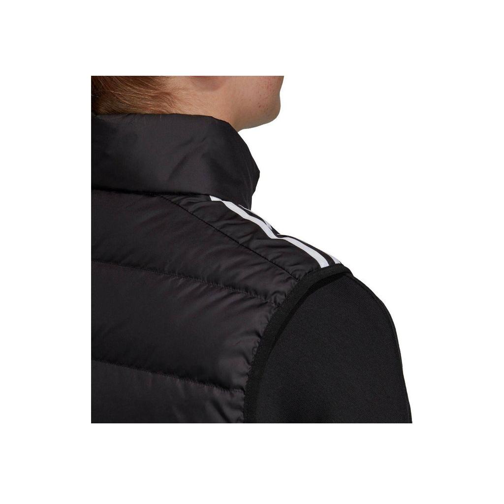 adidas Logo Print Striped Stand Collar Sleeveless Down Vest Women Vests Black GH4586