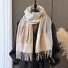 Korean version of literary and artistic plaid, warm in autumn and winter, cold scarf shawl, commuting versatile couple tassel imitation cashmere scarf
