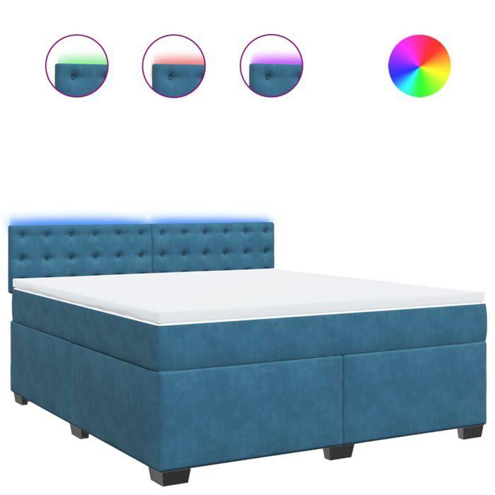 VidaXL Bed Slat Base and Mattress Blue 180x200 Cm Velvet, Bed, Platform Bed, Panel Bed, Bedroom Furniture 3288694