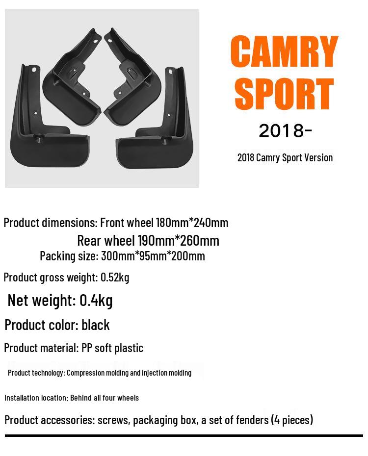 Leather Car Mudguard for 2018+ Toyota Camry Sport