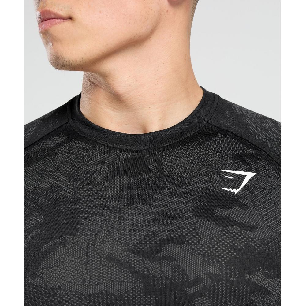 Gymshark Geo Seamless T-Shirt Schwarz Anthrazit A5a2d Bbf9