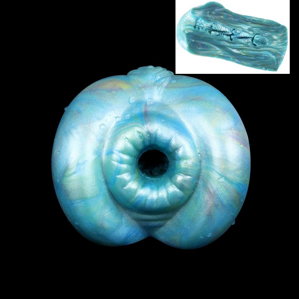 Masturbation Cup Bizarre Shapes Sex Toys For Men Simulated Animal Wolf Vagina 560g 16cm Blue Liquid Silicone Sex Dolls