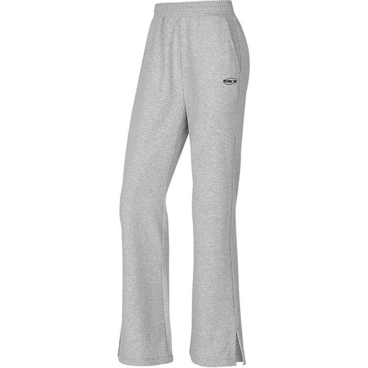 Skechers Soft And Comfortable Solid Color Mid-Rise Knitted Sports Pants Women bottoms Gray P424M093-01UV XL
