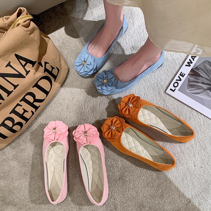 Women Girls Solid Big Size Slip On Flat Shallow Comfort Casual Single Shoes